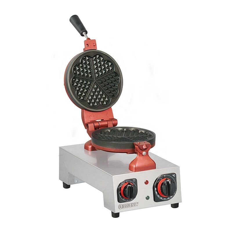 Omake Waffle Makinesi, Sabit Tekli, Yuvarlak-Kalp, Zaman Ayarlı