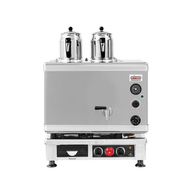 Ateşe Titanium Compact Akıllı Gazlı Elektrikli İnox 2 Demlikli Çay Kazanı, 24 Litre